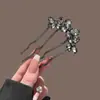 Pente de Cabelo com Strass de Borboleta Grampo de Cabelo em U de Alta Qualidade Exquisito Ferramenta para Coque de Temperamento Grampo de Cabelo de Quatro Pontas Palito de Cabelo Acessório de Cabelo para Coque