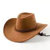 Chapéu de cowboy western retrô americano, fedora masculino, chapéu de jazz para proteger do sol, chapéu de abas largas de proteção solar de verão britânico, chapéu de cavaleiro feminino