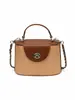 Bolsa de Palha Trançada para Mulheres Verão 2026 Bolsa de Mão Patchwork Bolsa Transversal Estilo Retrô Francês Estilo de Férias Design de Nicho Bolsa de Ombro