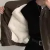 Jaqueta Feminina de Couro PU com Forro de Lã Estilo Coreano Nova Outono/Inverno, Casaco Curto Novo para Mulheres Baixas