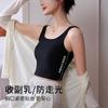 Camisola Negra Hermosa Espalda para Mujer Verano Ropa Exterior Sujetador sin Espalda con Almohadillas para el Busto y Top Tubo Interior