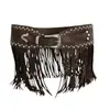 Cinturón de Cuero con Flecos Estilo Vaquero Occidental Popular Europeo y Americano Retro Salvaje Hippie Bohemio Correa Ancha Amazon