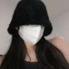 Sombrero de Pescador de Piel de Conejo de Gran Circunferencia de Cabeza para Mujer, Otoño e Invierno, Sombrero Cubo Adelgazante, Aspecto Natural, Estilo Coreano, Versátil, Sombrero Esponjoso