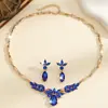 Versátil Juego de Joyería de Dos Piezas para Mujer, Collar y Pendientes de Acrílico con Diseño Floral Colorido, Aleación de Zinc Color Dorado