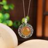 Colgante de plata de ley Yilu S925 con forma de hoja de cera de abejas, con superficie de huevo redonda, hueco, estilo retro, elegante, pequeño, de plata
