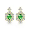 Brilho ao vivo venda quente brincos de imitação de gema colorida prata S925 brincos de tarraxa cor de ovo de pombo brincos de imitação de luxo formato de ovo Moissanite joias
