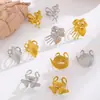Anillo Abierto de Acero Inoxidable con Diseño Irregular de Flor y Hoja para Mujer con Textura y Estilo Único, Anillo Abierto para Dedo Índice
