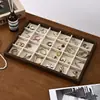 Soporte de Exhibición de Anillos de Madera Maciza Bandeja de Almacenamiento para Pendientes Aretes Pulseras Soporte de Exhibición de Joyería Accesorios de Escritorio