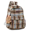 Yx Mochila Escolar Xadrez de Lã Retrô Feminina 2026 Outono e Inverno Novo Estilo Mochila Diária para Viagem Mochila para Alunos do Ensino Médio e Universitário