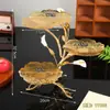 Prato de Frutas de Metal, Prato de Frutas Florido Retro de Luxo Leve, Prato de Sobremesa Multicamadas Estilo Europeu, Cesta de Frutas, Prato Criativo de Frutas Doces e Lanches