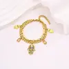 Pulsera de Ojo Dorada Retro Estilo Griego Que No Se Desvanece, Moderna y Elegante, Pulsera de Acero de Titanio Doble Capa para Palma de Ojo del Diablo