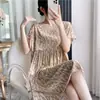 Camisón de seda de algodón para mujer, pijama fino de verano de manga corta con estampado de dibujos animados para uso exterior, pijama largo holgado de talla grande por encima de la rodilla.