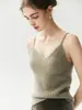 Camisola de cachemira suave y cómoda de punto gofrado, para mujer, cuello en V, corte ajustado, sin costuras, versátil, con tirantes finos, perfecta como capa base, nuevo estilo 26