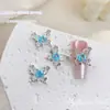 Famosos en Internet adornos para uñas de mariposa de doble capa, tridimensionales, incrustados con diamantes, láser inteligente, color hielo transparente, mariposa, decoración de uñas DIY