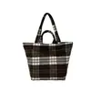 Bolso de Mano Nuevo de Lana Gran Capacidad Simple Estilo Reina Madre del Oeste Patchwork a Cuadros Bolso de Hombro