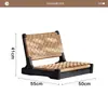 Cadeira de chá estilo japonês, assento de tatame trançado em rattan, cadeira de sala estilo japonês, cadeira sem pernas para bay window, cadeira baixa para varanda, cadeira com encosto, cadeira preguiçosa