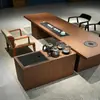 Novo Conjunto de Mesa de Chá e Cadeiras de Madeira Maciça Chinesa 2026 Novo Modelo Sala de Estar Casa Escritório Mesa de Chá Simples Moderna Mesa para Preparo de Chá