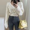 Estilo Coreano 2026 Nuevo Otoño e Invierno Cable Grueso Cuello en V Botón Único Cardigan Suéter Retro Chic Casual