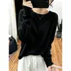 Camiseta Básica com Ombro Normal, Gola Redonda, Manga Longa para Mulher, Moda Versátil, Elegante, Top Espesso, Camada Interna, Camada Base, Outono, Tendência