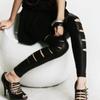 Leggings de Nueve Puntos Elásticos Ajustados de Cuero Sintético Mate para Mujer, Nuevos de Primavera y Otoño, Rotos y Desgastados de Estilo Europeo y Americano
