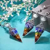 Comércio Exterior Novos Produtos Prata Antiga Cristal Colorido Pêndulo Pedra Semi-preciosa Pedra Colorida Resina Pêndulo Hexágono Cone Pingente