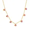 Joyas Transfronterizas Colgante de Corazón Flor de Durazno Diamante Redondo Cadena para Clavícula Acero Inoxidable Chapado en Oro de 18K Collar Venta Directa del Fabricante de Joyería