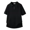 Camisa Polo de Color Sólido con Cuadros de Diamantes Jacquard Hueco para Hombre, Camiseta de Manga Corta con Cuello de Solapa, Top de Punto Transpirable