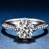 Moda coreana elegante grupo de seis garras zircônio diamante simulação anel de diamante anel aberto feminino 1 quilate anel de jóias