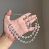 Aretes y Collar de Flor de Diamante Redondos de Doble Capa, Cadena para Clavícula Exquisita de Lujo Ligero a la Moda, Joyería de Gama Alta con Temperamento de Nicho