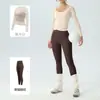 Conjunto de yoga de alta qualidade para mulheres, primavera e outono, top de manga longa com proteção solar, calça de yoga de cintura alta com efeito bumbum de pêssego, fitness Pilates