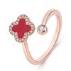 Anillo Elegante de Trébol de Cuatro Hojas Estilo Coreano Oro Rosa Zircón Anillo de Gota de Aceite Pequeño Fresco Hoja de la Suerte Anillo 520