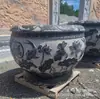 Tanque de Peces Tallado en Piedra Azul Granito, Bebedero de Piedra Lisa para Plantación de Árboles en Patio, Fabricante Personalizado de Ornamentos Paisajísticos