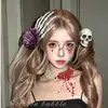 Pinza para el Cabello de Calavera con Garra y Rosa Estilo Gótico Oscuro de Halloween, Accesorio para Disfraz de Cosplay, Accesorio para Fotos, Accesorio para el Cabello para Niñas
