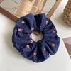 Scrunchie Bordado com Flor em Novo Tecido Estilo Coreano para Meninas, Adequado para Rabos de Cavalo Baixos e Coques, Elástico para Prender o Cabelo