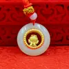 Pingente de ouro com incrustação de jade Jade Hetian com incrustação de ouro a tempo de correr Casal Guanyin Buda bolsa da sorte masculina e feminina loja de ouro presente