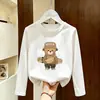 Camiseta Infantil de Algodão Puro com Gola Redonda e Manga Longa para Primavera e Outono, Solta e Estilosa para Meninos Mais Velhos, Top Versátil com Estampa de Desenho Animado