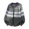 Suéter Cardigan Estilo Fair Isle para Hombre, Estilo Otoño e Invierno, Piel Sintética tipo Visón Vintage, Estilo Étnico, Chaqueta de Punto Suave