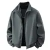 Tops Americanos Transfronterizos Chaqueta Casual de Cuello Alto para Hombre Primavera y Otoño Estilo Coreano Chaqueta Holgada para Hombre Chaqueta de Moda de Talla Grande para Hombre