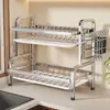 Prateleira de armazenamento de louças para uso doméstico, organizador multifuncional de utensílios, rack de cozinha ao lado da pia para hashis, pratos, tábuas de corte e tampas de panelas, com recurso de drenagem