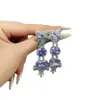 Pendientes de Flor Hoja Morada Adelgazantes de Moda con un Toque de Lujo, Artesanía Pesada Vintage Exagerada Tachonada de Diamantes, Gran Diamante Morado Romántico