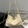 Nova Bolsa de Ombro Xadrez Doce Elegante de Alto Valor para Meninas, Bolsa de Braço Casual Simples Estilo Preguiçoso