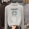 Blusa Segunda Pele de Fleece Infantil Outono Inverno 2026 Novo Estilo Blusa Listrada Infantil Casual Gola Meia-Alta Manga Longa para Camada