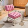 Taburete Pequeño Giratorio con Ruedas, Taburete Bajo para Niños, Taburete Doméstico para Cambiarse los Zapatos, Taburete Móvil para Sofá, Silla con Soporte Lumbar y Respaldo