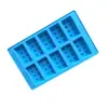 Azules al por mayor 10 incluso bloques de construcción de silicona molde para pastel molde de chocolate de silicona fábrica directa Niños DIY