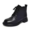 Nuevos Zapatos de Mujer Otoño/Invierno 2026 Botas tipo Martin con Forro de Piel Suave Zapatos Planos de Piel con Puntera Redonda Estilo Británico Botines de Piel Suave