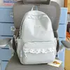 Mochila Dulce para Niñas de Secundaria y Preparatoria Estilo Coreano con Adorno de Encaje, Ambiente Fresco y Relajante, Adecuada para Salidas, Compras y Picnic