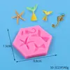 Molde de Silicona Líquida para Pastel de Sirena Serie Oceánica Cola de Pez Grande y Pequeña Molde para Decoración de Repostería Concha Caracola