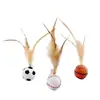 Brinquedo para Gato Bola com Pena de Frango Elástica Auto-Prazer para Gato Aliviar o Tédio, Resistente a Mordidas e Arranhões Brinquedo Interativo Vara para Gato com Penas