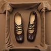 Zapatos Cuadrados Plisados Vintage 2025 Nuevos Zapatos de Ballet de Tira Cruzada y Tacón Alto Zapatos Mary Jane con Punta de Cerdo y Tacón Grueso