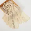 Bufanda Larga de Gasa con Bordado Floral Suave Estilo Francés, Chal Versátil para Protección Solar, Elegante Bufanda Decorativa para Mujer